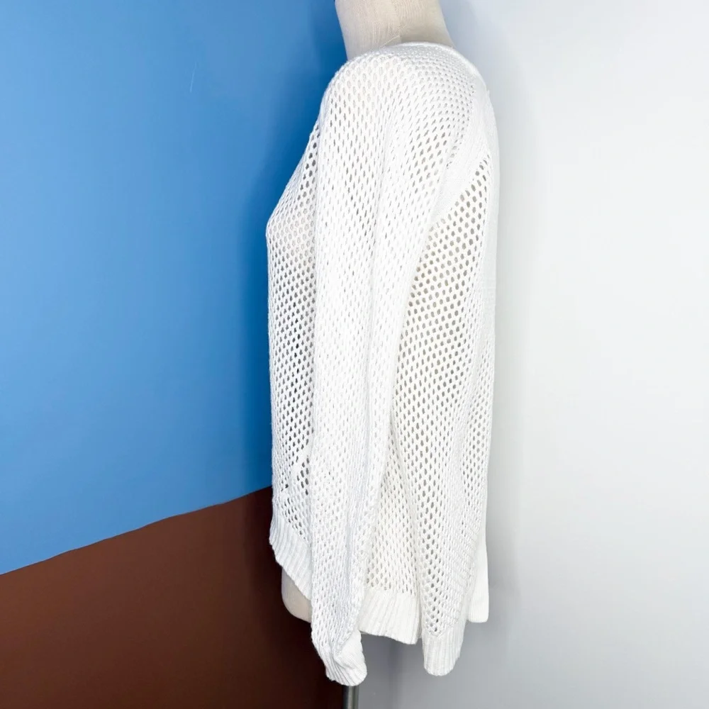 Michael Kors Sweater Women Open Knit Top Button‎ Back ecru ivory medium